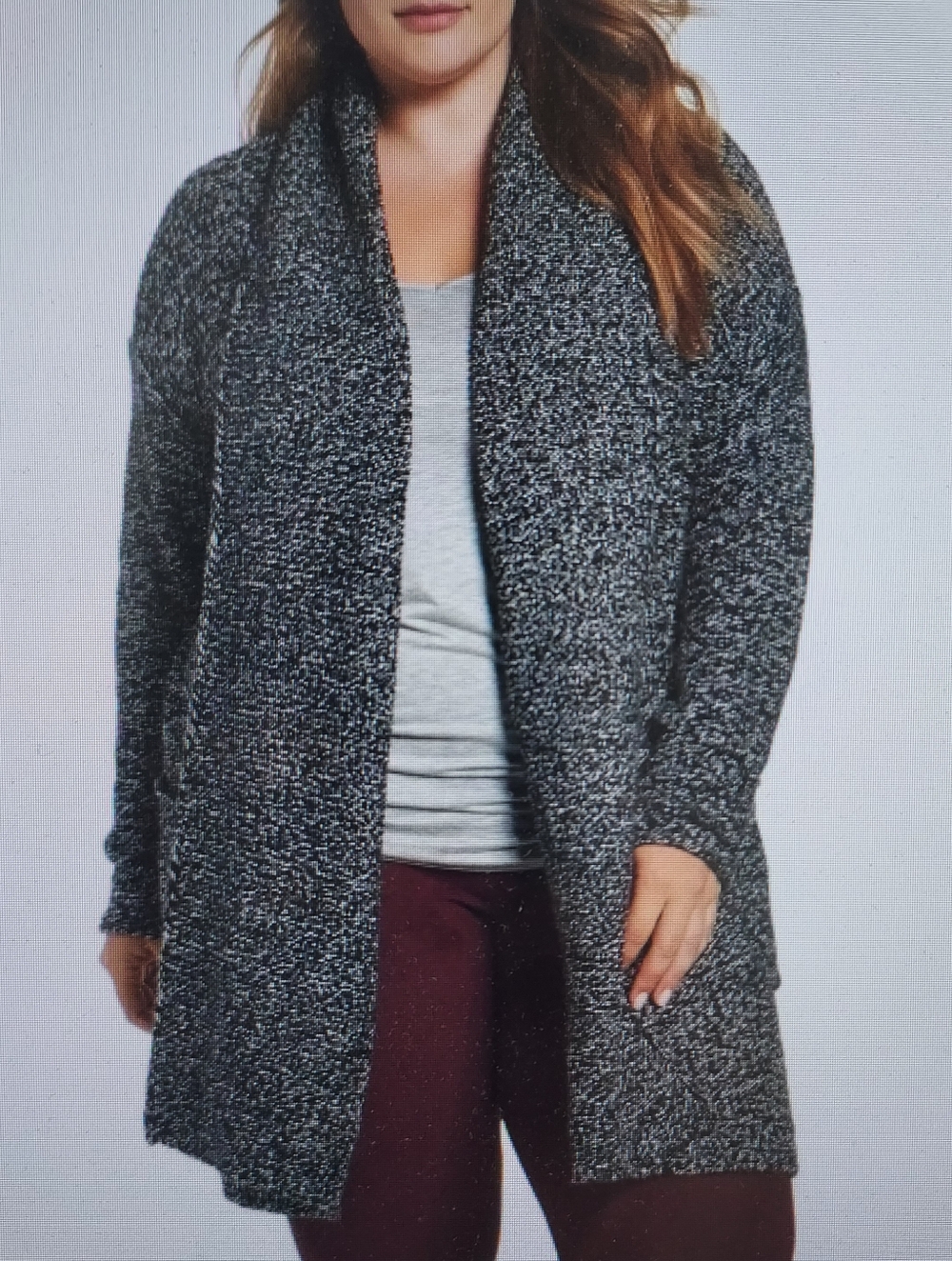 Caslon Black & White Shawl Collar Open-Front Cardigan Monochrome Cozy Relaxed
